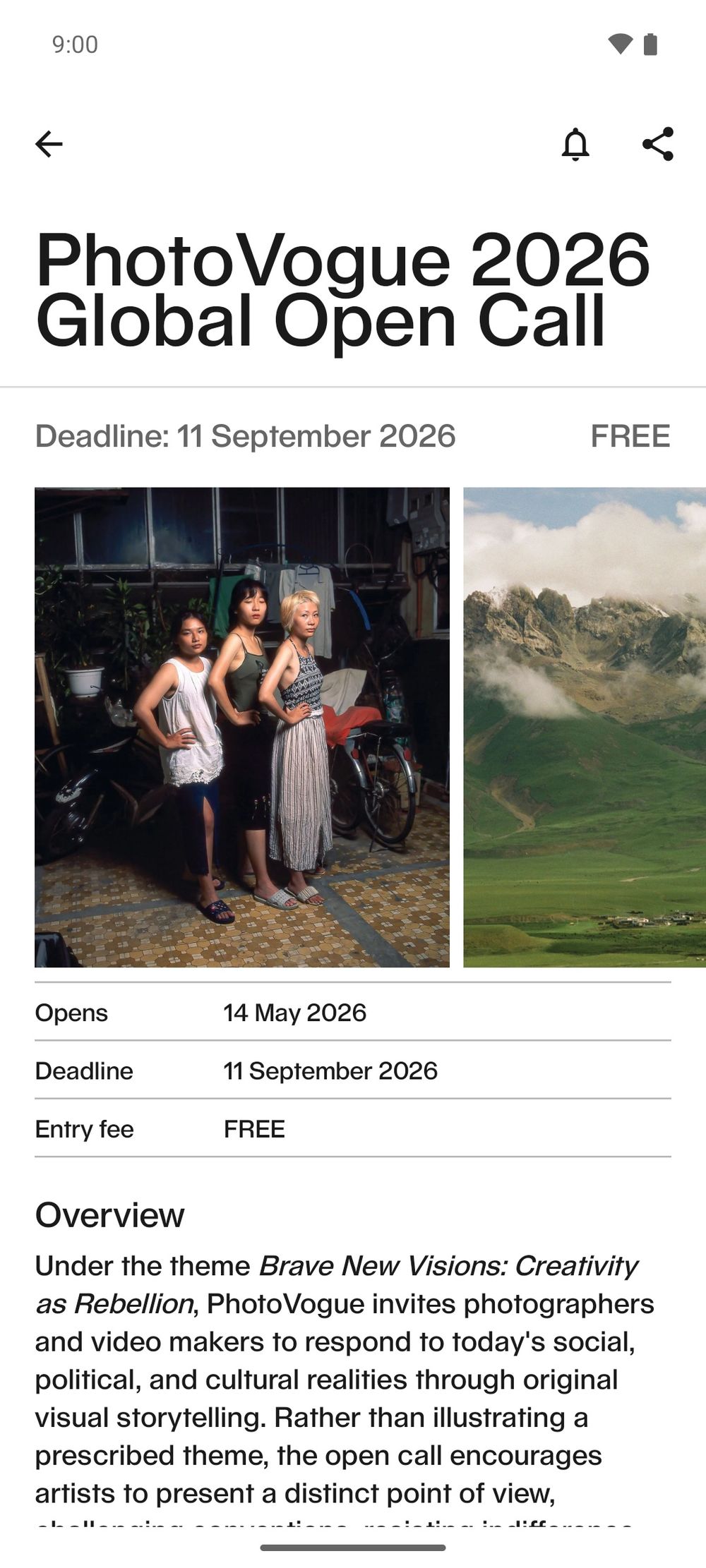 Around €1 million in photography funding listed every year. on Android