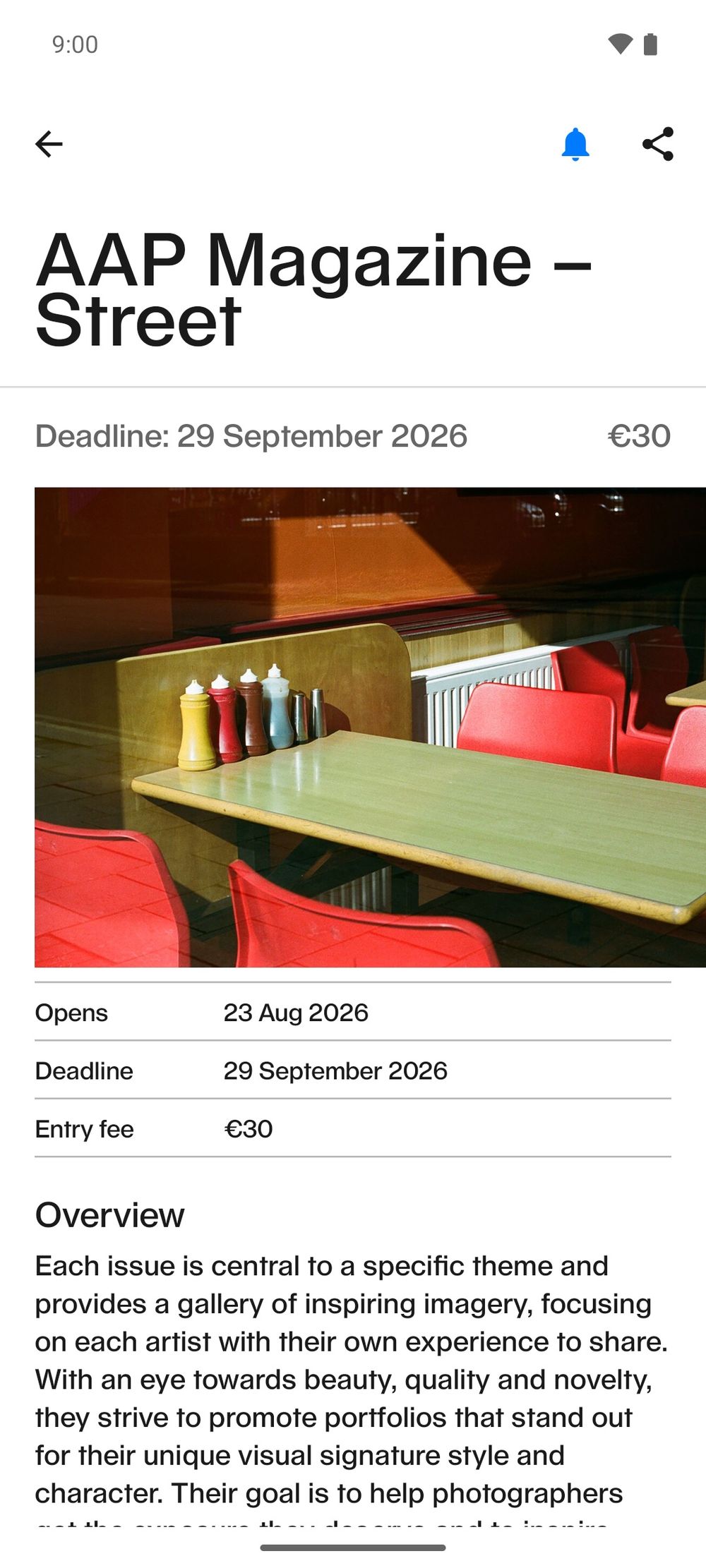 A selection of both paid and free photography open calls. on Android