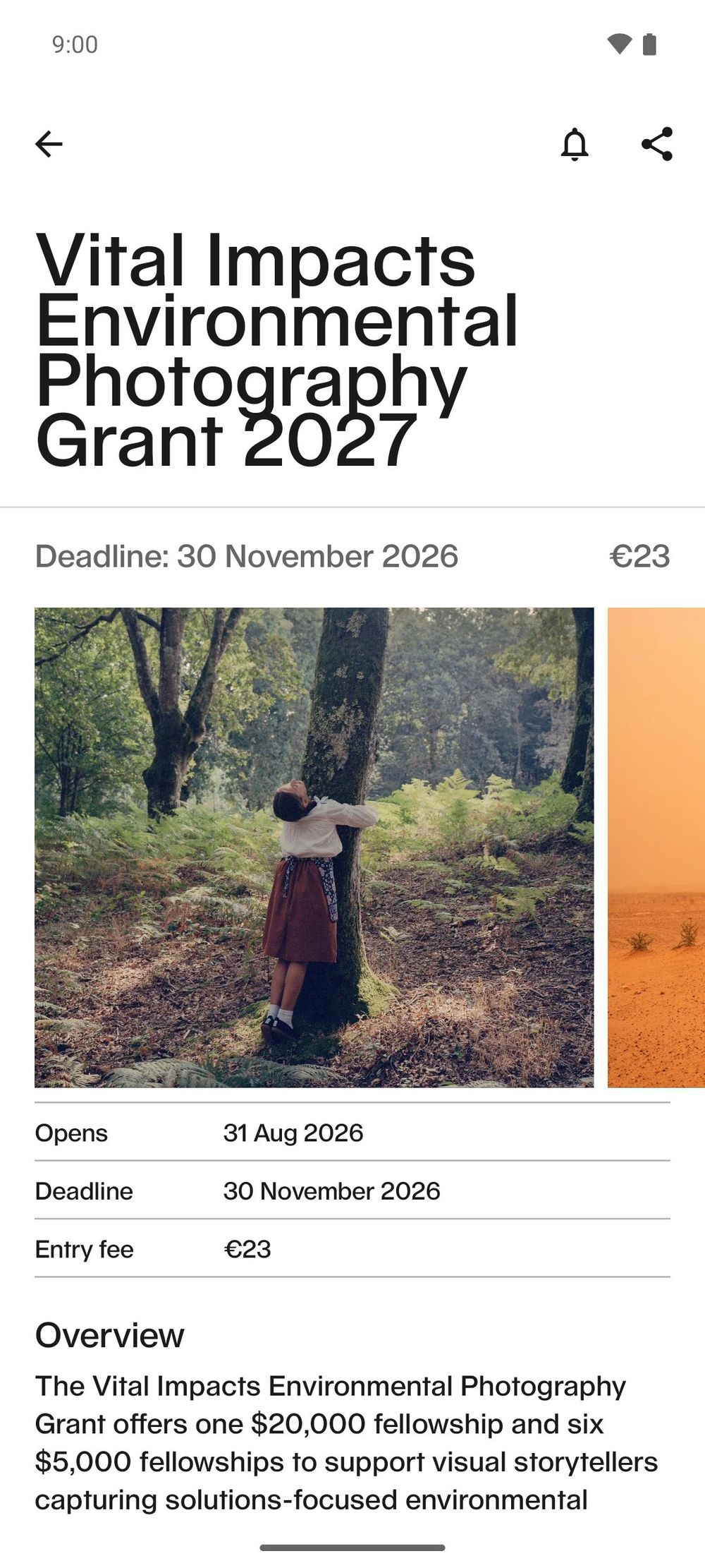 Around €1 million in photography funding listed every year. on Android