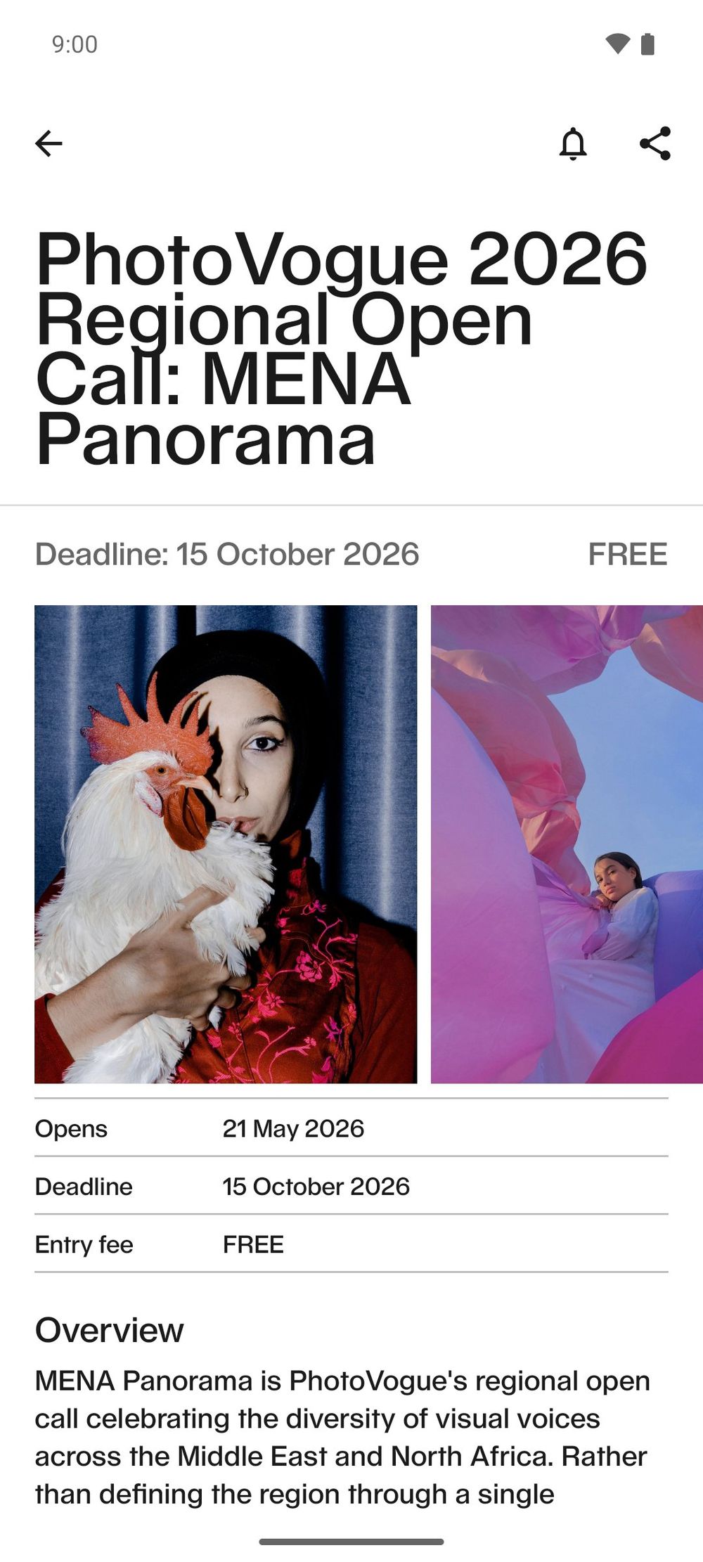 A selection of both paid and free photography open calls. on Android