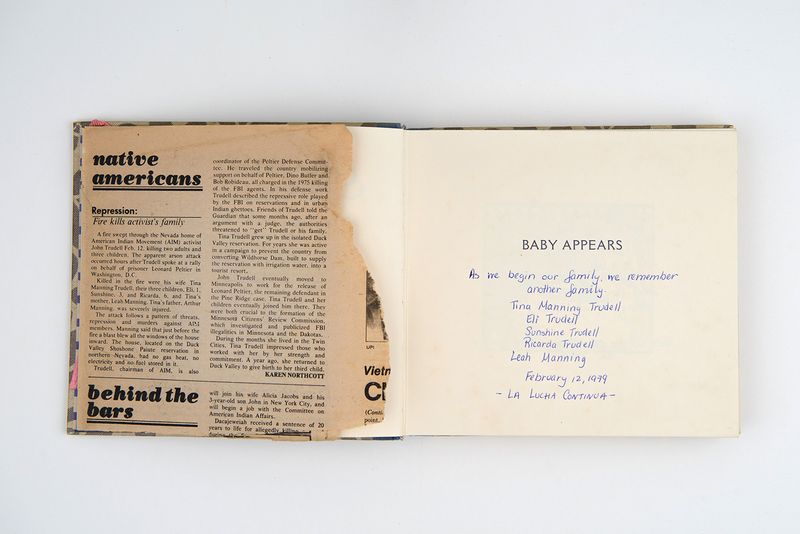 © Alice Proujansky - My baby book, with a dedication to the family of an American Indian Movement member who were killed in a suspicious fire.