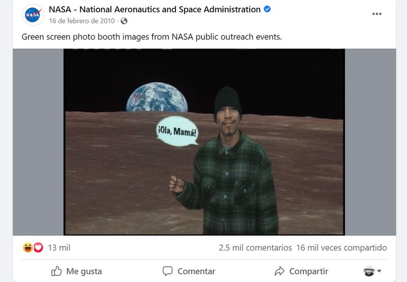 © Alejandro "Luperca" Morales - NASA FACEBOOK PAGE GREEN SCREEN (HISPANIC MAN SAYING HI TO MOM), 2022