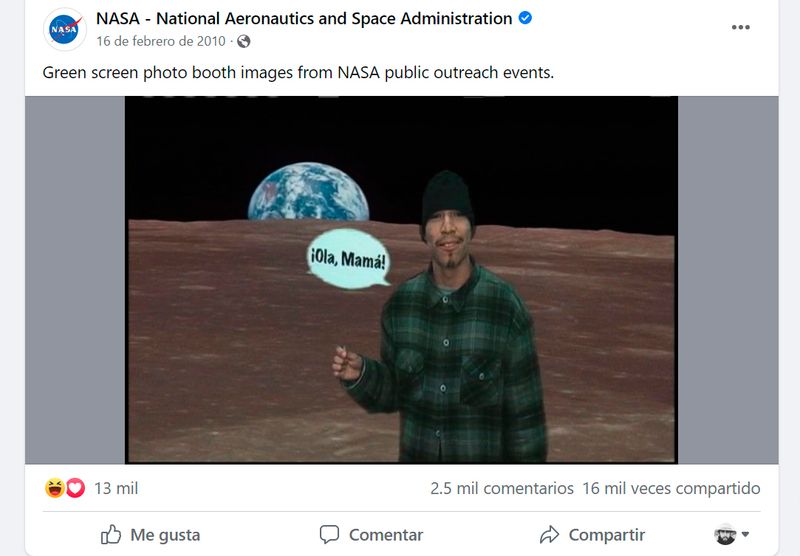 © Alejandro "Luperca" Morales - NASA FACEBOOK PAGE GREEN SCREEN (HISPANIC MAN SAYING HI TO MOM), 2022