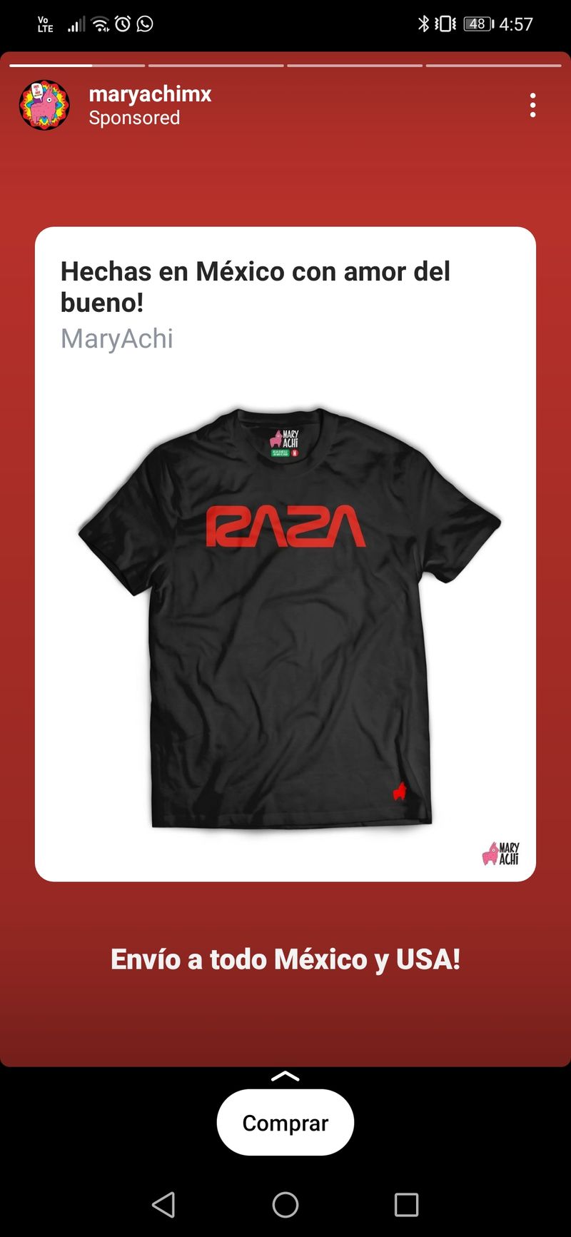 © Alejandro "Luperca" Morales - RAZA (RACE) INSTAGRAM, 2022 Merchandise ad on Instagram, recent search algorithm result.