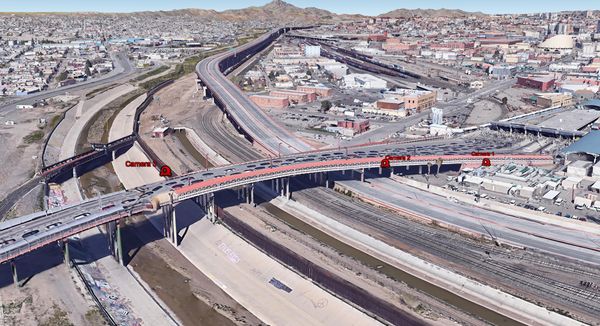 © Alejandro "Luperca" Morales - Mapped Surveillance at the Paso Del Norte Bridge
