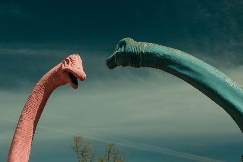 © Gem Redford - Cabazon, CaliforniaDinosaur sculptures detail at roadside attraction.