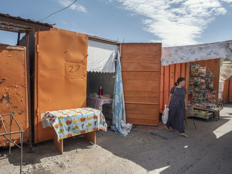 © Andrea Frazzetta - Zharkent’s colorful central market. Containers are refashioned as stalls and warehouses for inexpensive goods.