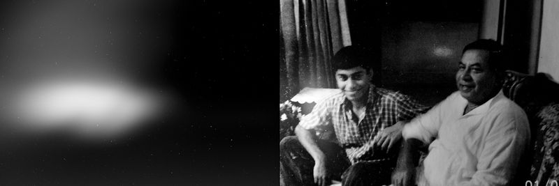 © Mahtab Nafis - Dad- diptych 2, I am sitting with my dad. 2015.