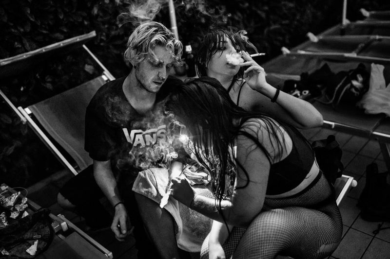 © Gianluca Abblasio - 2014 Rome - Italy. During the summer's night Dario and some friends are used to enjoy the public pool to spend the night.