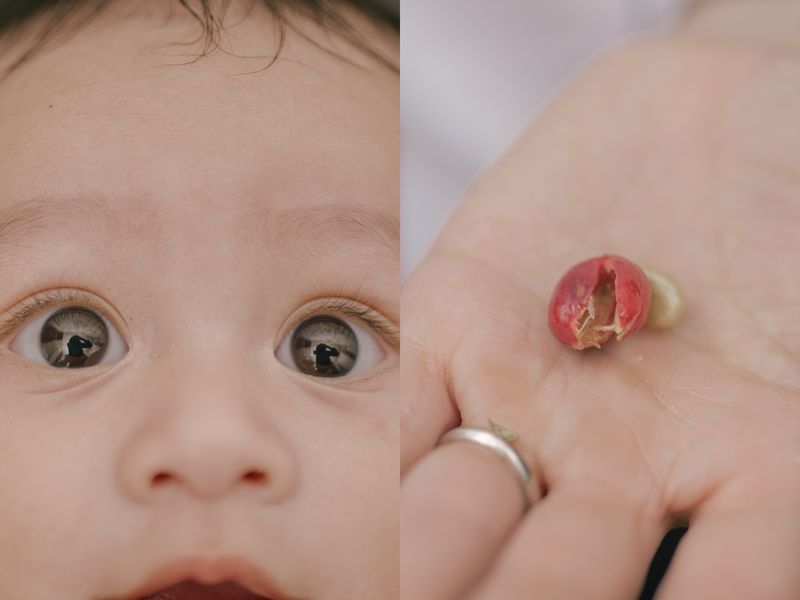© Reza Saifullah - Portrait of my son and freshly harvested coffee beans, 2025.