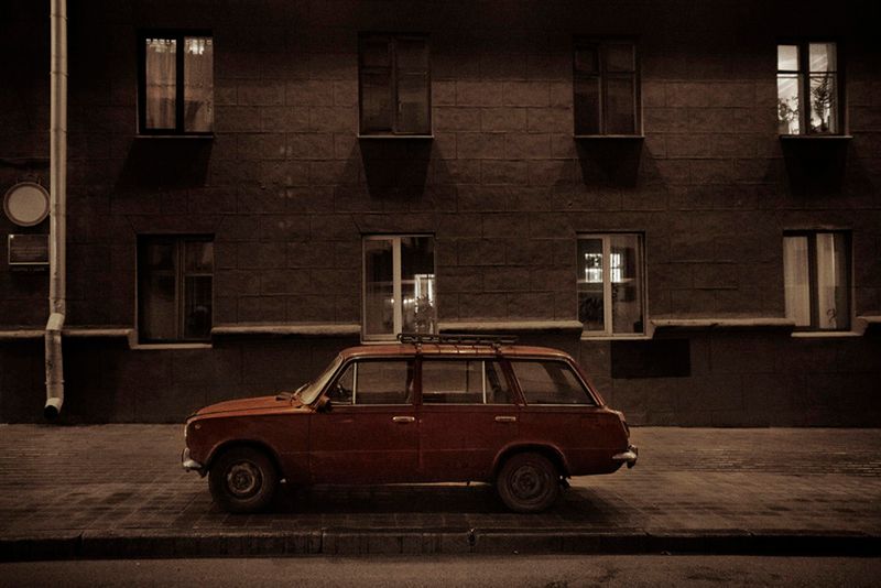© Alessandro Vincenzi - An old car parked in Minsk city center.