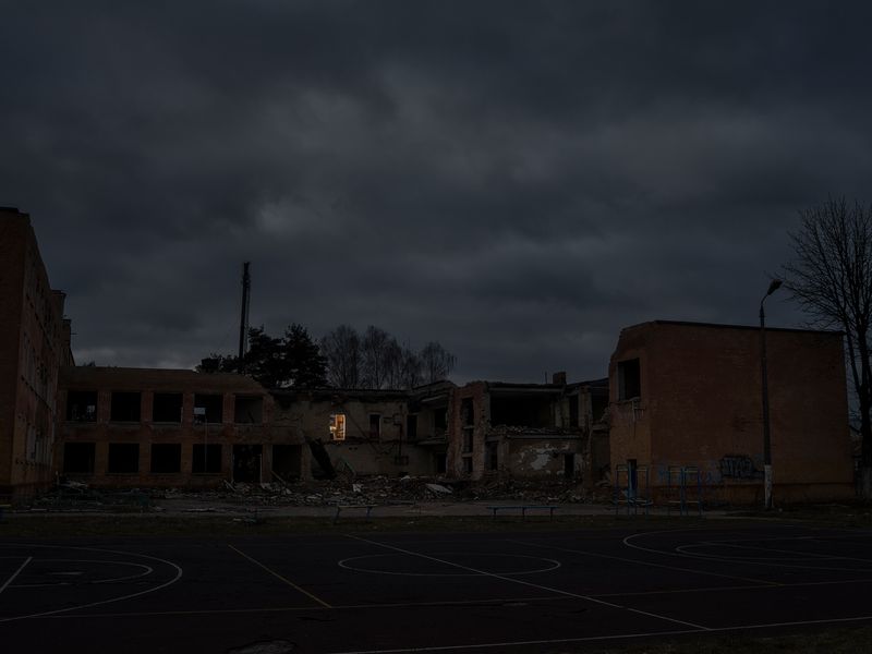 © yves lacroix - Chernihiv School No. 21 was bombed by Russian forces on March 4 2022.