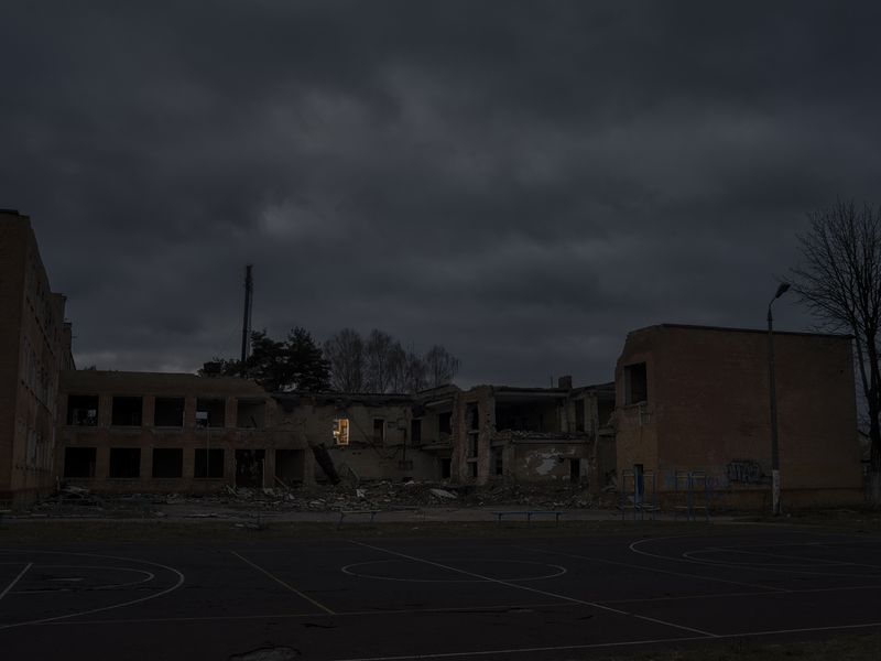 © yves lacroix - Chernihiv School No. 21 was bombed by Russian forces on March 4 2022.