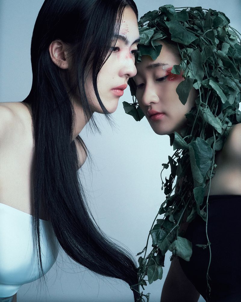 © Pimm - CHERISHED ESSENCE: Witness "The hair" delicately entwined with vibrant "Ivy Gourd leaves."