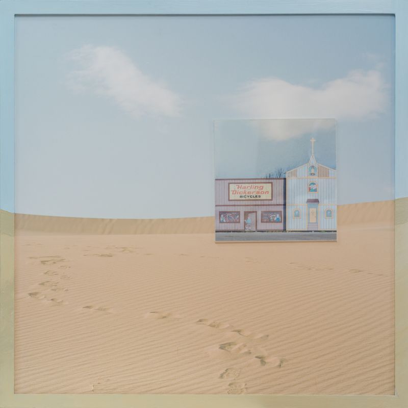 © Diana Cheren Nygren - Facades Image with mounted acrylic inset and hand painted frame. Landscape - Death Valley. Inset - New Mexico