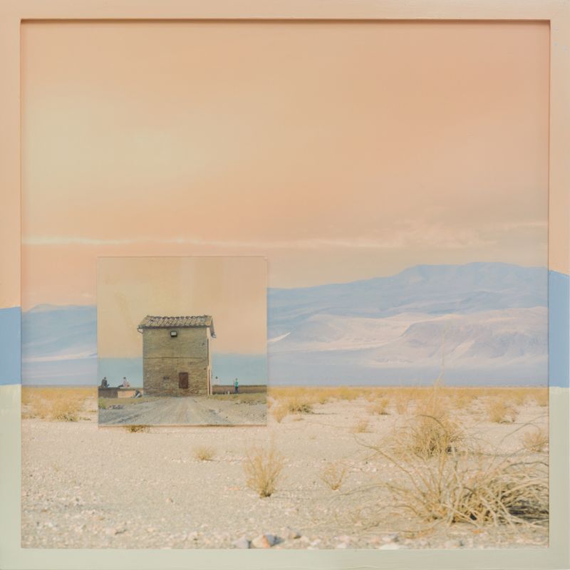 © Diana Cheren Nygren - Air Pollution Image with mounted acrylic inset and hand painted frame. Landscape - Death Valley. Inset - Siena Italy