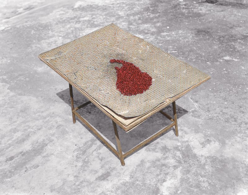 © Vasantha Yogananthan - Bloody Lanka, Sitamarhi, Bihar, India, 2014 (Black and white C-print hand-painted by Jaykumar Shankar)