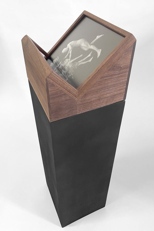 © Eli Craven - "Dark Waters (Guide)." Archival Pigment Print, Mirrored Acrylic, Walnut, and Optional Pedestal(Unique)2024