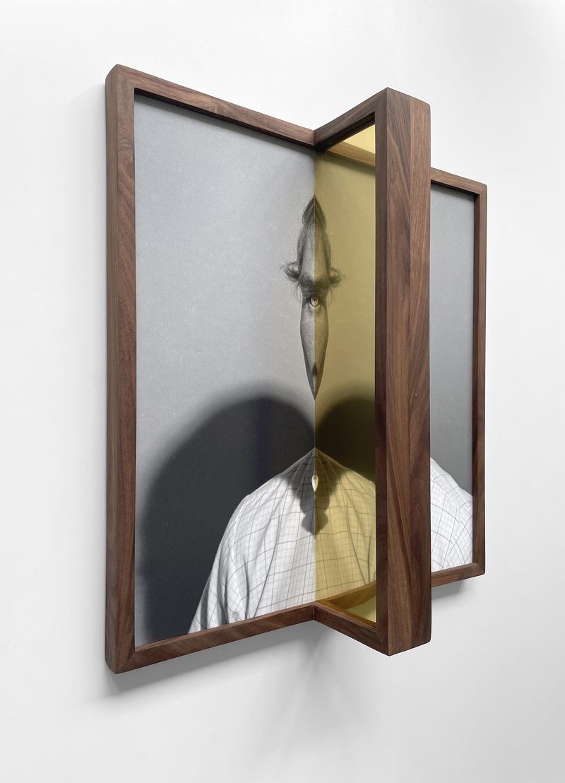 © Eli Craven - "Split Portrait with Shadow" Archival Pigment Print, Brass Sheets, and Artist's Frame(Unique)2024