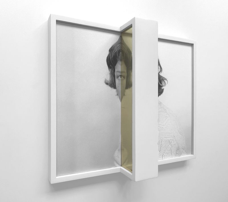 © Eli Craven - "Split Portrait in White" Archival Pigment Print, Brass Sheets, and Artist's Frame(Unique)2024