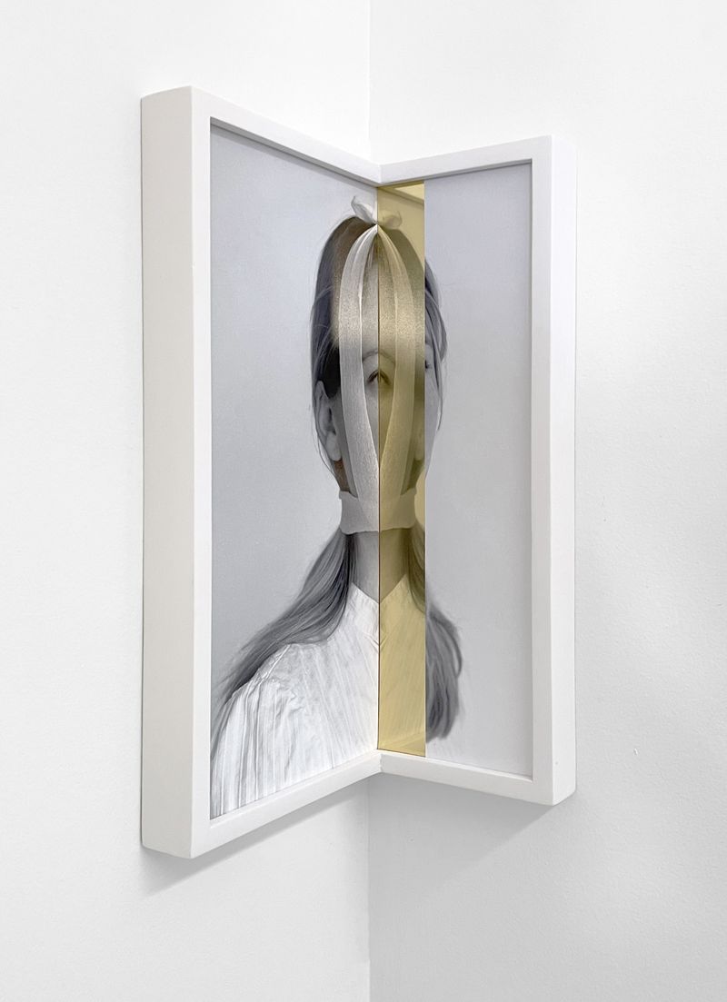 © Eli Craven - "Bandage for Chin" Archival Pigment Print, Brass Sheet, Artist's Frame. (Unique)2024