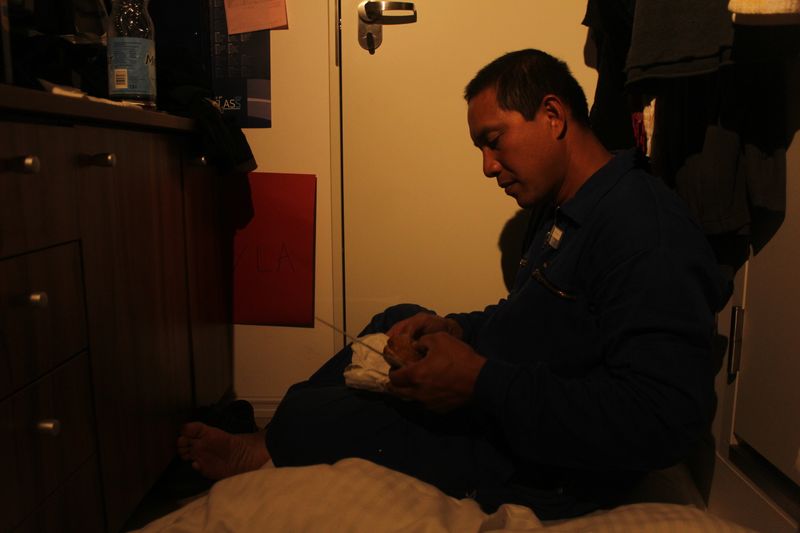 © Martyna Bec - The sailor during short break in the cabin. Mostly working the nightshift.