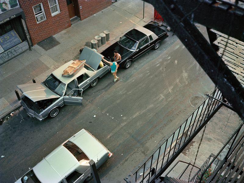 © Tria Giovan - Car Repair on Stanton Street-1987. From the series Loisaida Street Work-1984 to 1990.