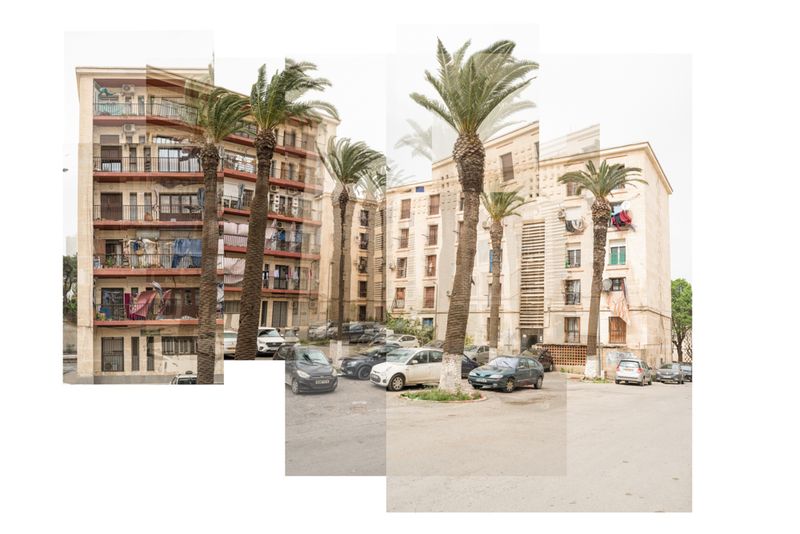 © Clea Rekhou - View of one of the squares of the 'Confort' housing project. Algiers, Algeria 2022