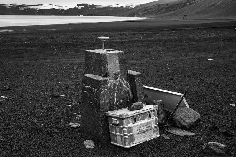 © Pia Harboure - Scientific equipment from the Spanish research campaign at Deception Island beach, Antarctica, 2022.