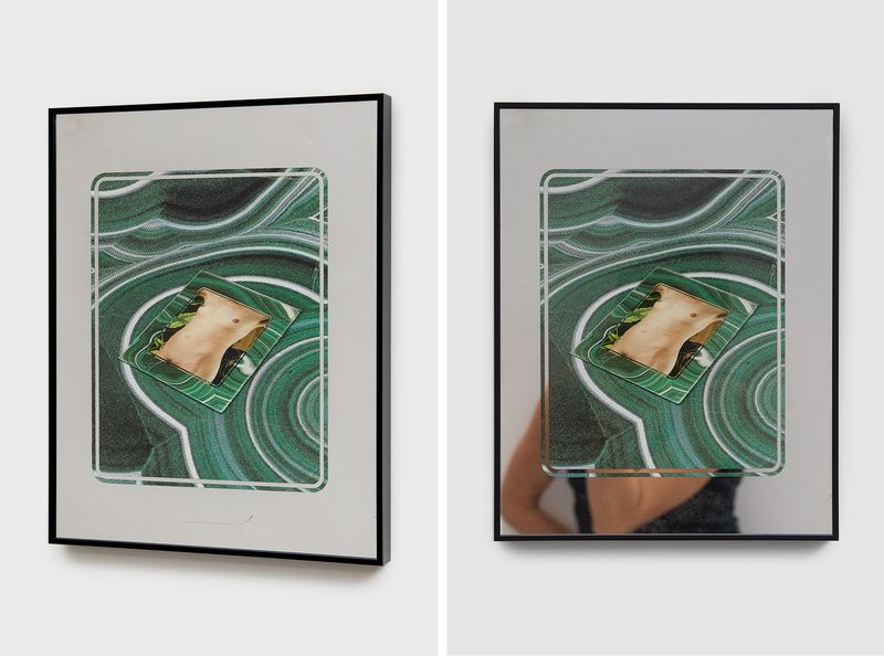 © Heather Rasmussen - Untitled (torso in mirror frame with malachite), 2021, pigment print in frame with mirror mat, 14 x 11 x 3/4 inches framed