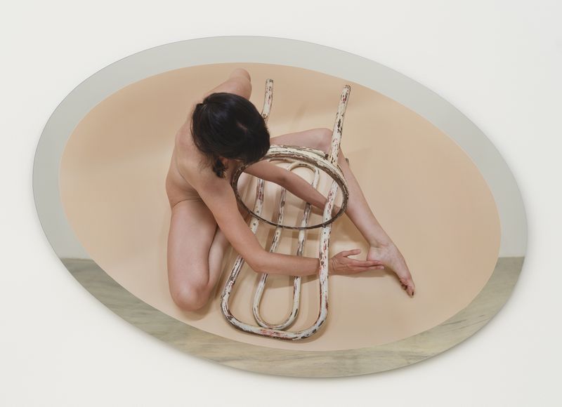 © Heather Rasmussen - Untitled (Chair with mirrored seat oval), 2021, pigment print mounted on mirrored plexiglass, 38 x 55 x 1 inches