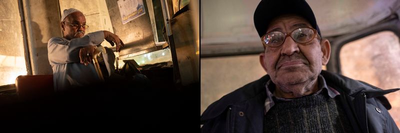 © Fatma Fahmy - Low-angle view of an unidentified man as he sits in a tram, Alexandria, Egypt, April 2, 2019.