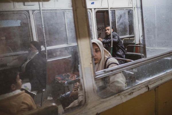 © Fatma Fahmy - View of unidentified passengers as they sit in a tram carriage, Alexandria, Egypt, March 29, 2019