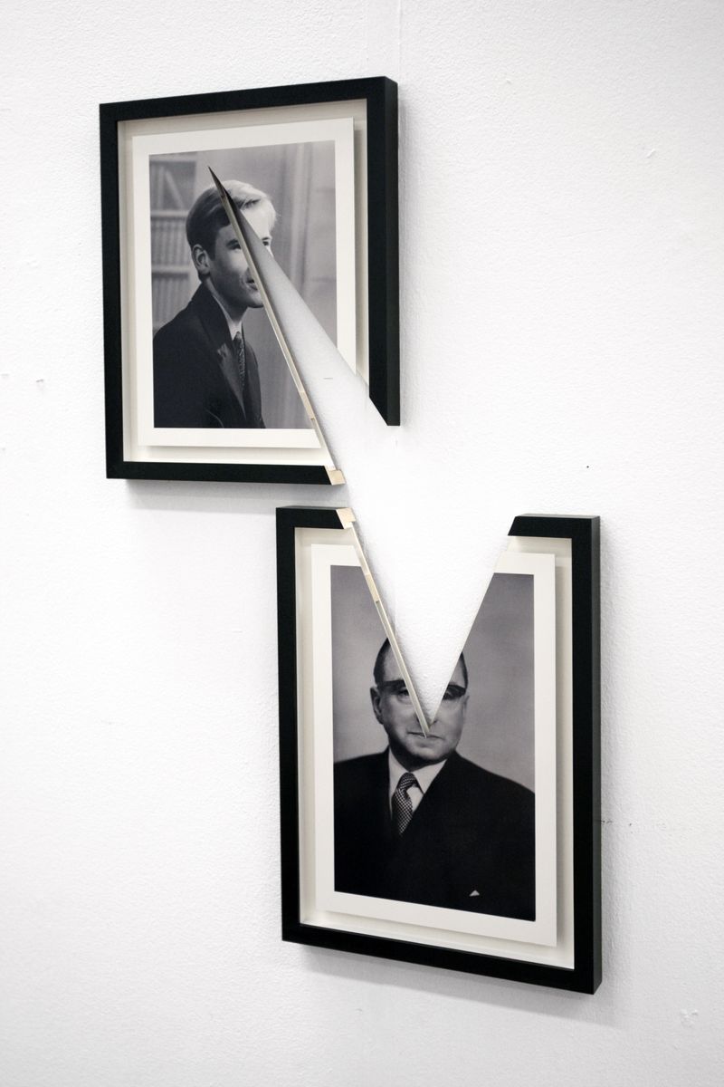© Jonny Briggs - Tangents (My eye looking through cut photographs of my Father and Grandfather), 60 x 65cm, 2019