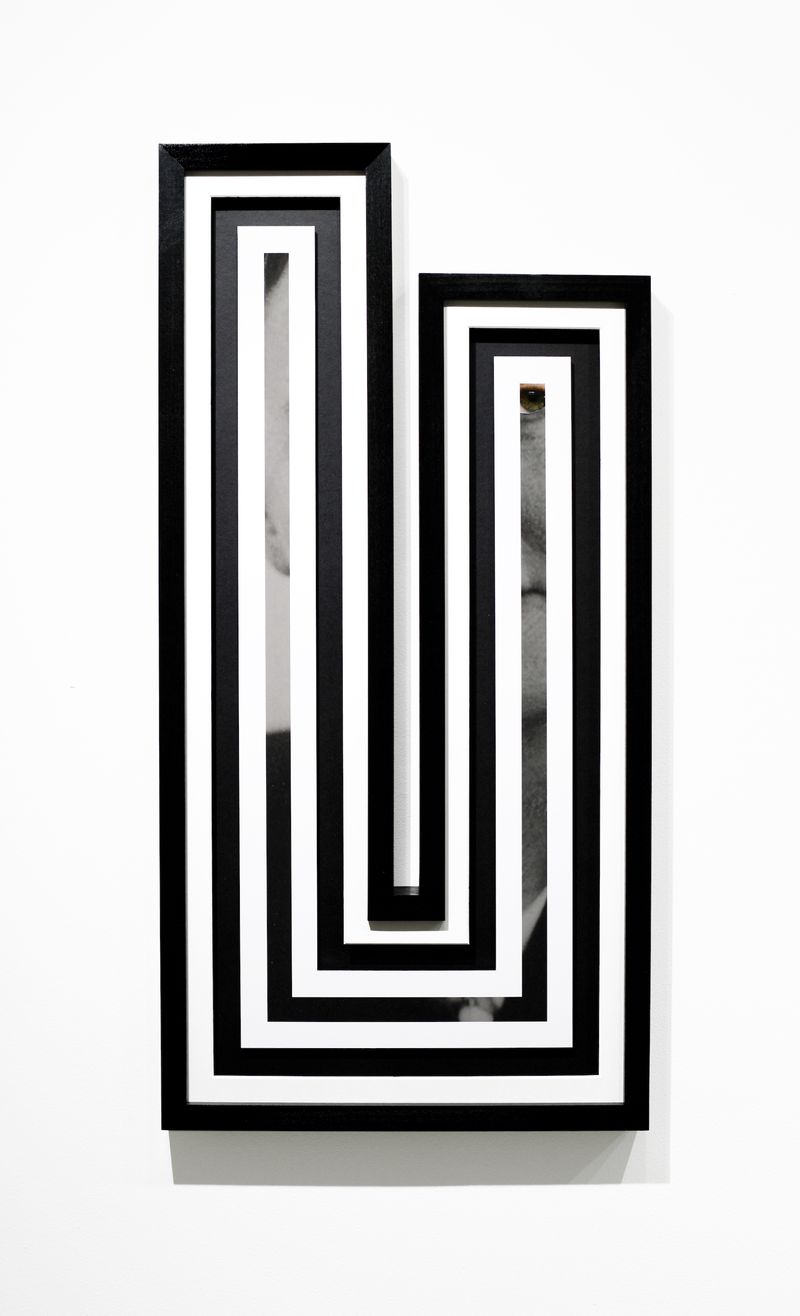 © Jonny Briggs - Photo-labyrinth 1 (holding a photo of my great grandmother to my eye) within U shaped frame