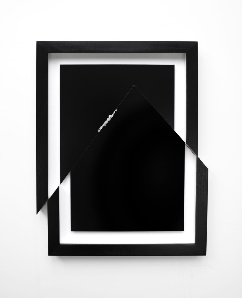© Jonny Briggs - Stutter (my teeth on black velvet, within cut wooden frame)