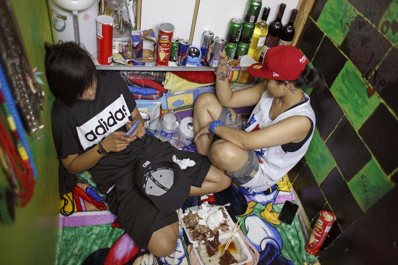 © Rebecca Sampson - 5sqm apartment, which is only in use one niggt a week, shared by 2 housemaids in Hong Kong