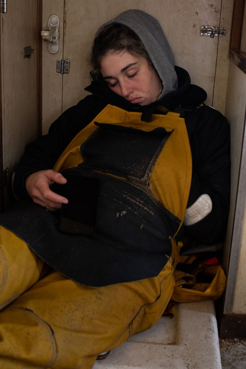 © Julie Bourges - Camille takes a nap while the boat heads for the fishing grounds