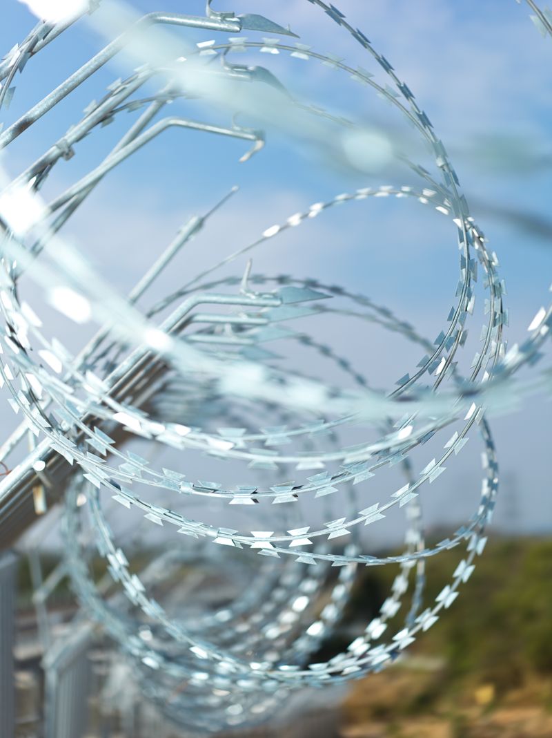 © Tianxi Wang - New razor wire coils along the railway.