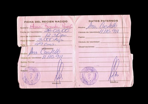 © María Fernanda Pérez - March 28th, 2000. The day I was born, my father wasn’t there. This is the proof.