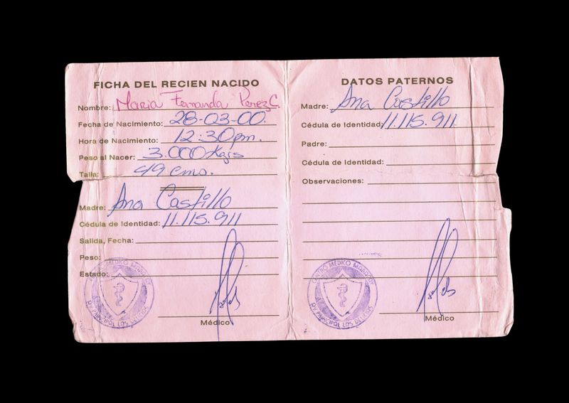 © María Fernanda Pérez - March 28th, 2000. The day I was born, my father wasn’t there. This is the proof.