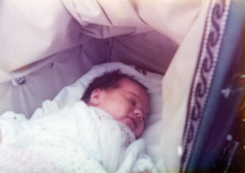 © Oliver Woods - A photo from the family album of my little sister Caroline asleep in the pram, taken in 1975.