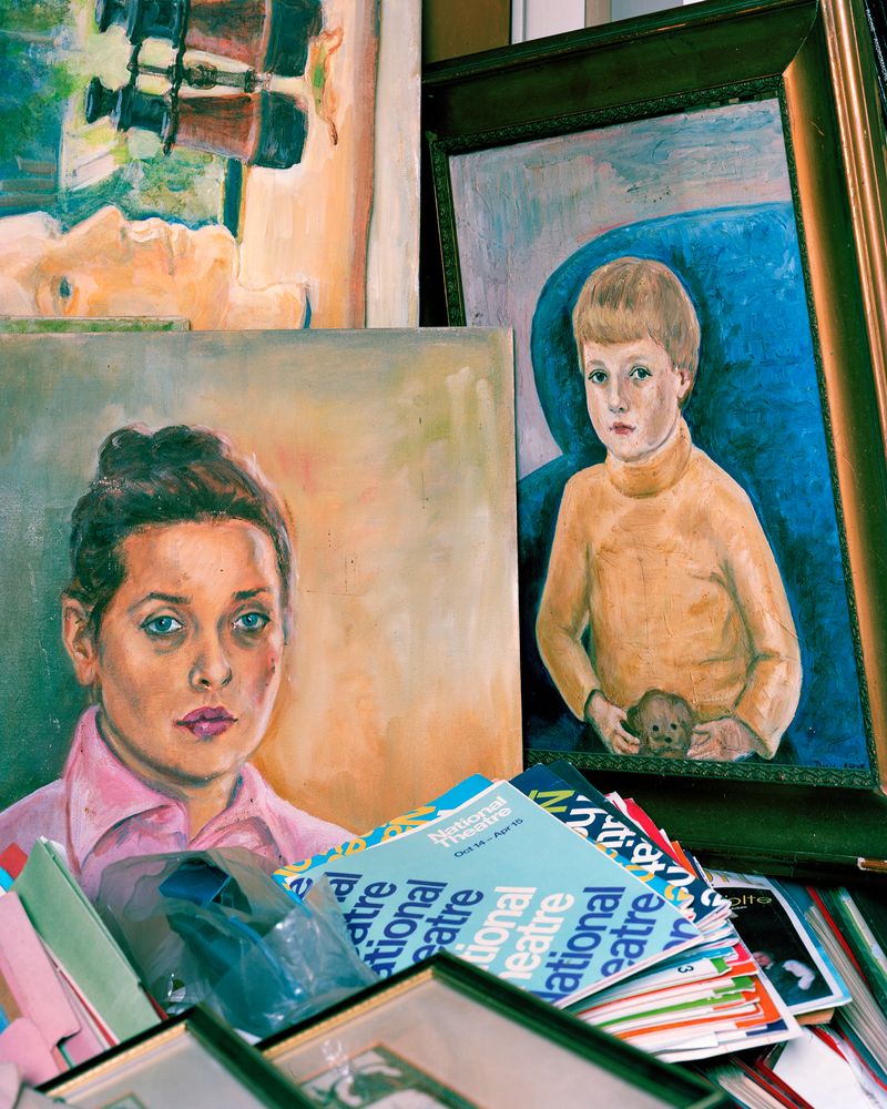 © Oliver Woods - Self portrait by my mum and a painting that she did of me aged seven, as I found them in the attic.