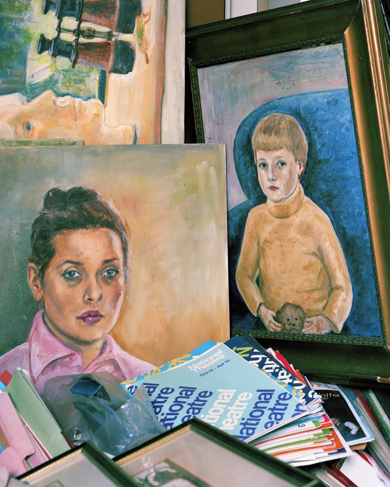 © Oliver Woods - Self portrait by my mum and a painting that she did of me aged seven, as I found them in the attic.