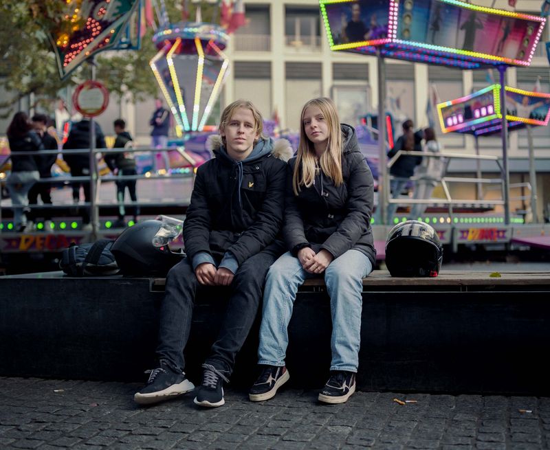 © Nina Schollaardt - Couple Jorrit (16) and Nina (15) at the Fun Fair in Venlo, The Netherlands