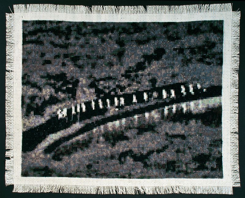 © Noelle Mason - Coyotaje (Los Amantes), Hand Embroidered Cotton, 12" x 14"