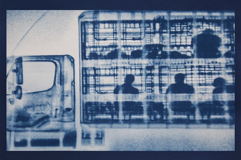 © Noelle Mason - Backscatter Blueprint (Gallinero), Cyanotype on watercolor paper, 22" x 18"