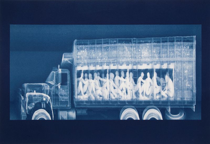 © Noelle Mason - Backscatter Blueprint (Vientre de las Bestia), Cyanotype on watercolor paper, 22" x 18"