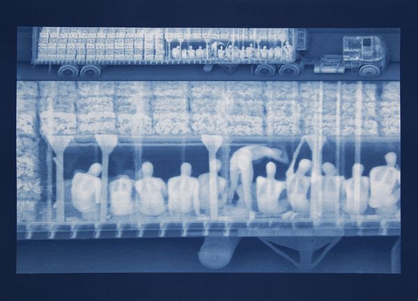 © Noelle Mason - Backscatter Blueprint (Ultima Cena), Cyanotype on watercolor paper, 22" x 18"