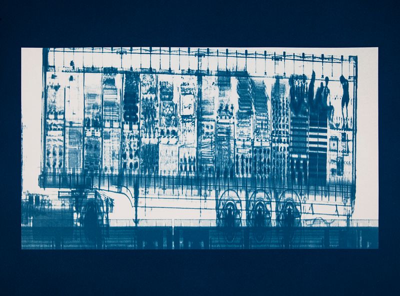 © Noelle Mason - Backscatter Blueprint (La Carga), Cyanotype on watercolor paper, 22" x 18"